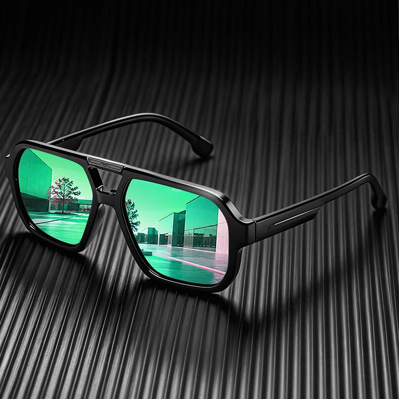 Polarized Pilot Sunglasses Men Women 2026 Retro Square Double Bridge Vintage Sun Glasses UV400 Driving Outdoor