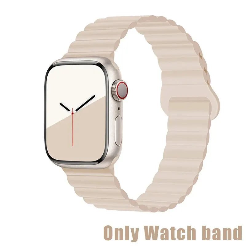 Silicone Strap for Apple Watch Band Ultra 49mm 40 44mm 41 45mm 42 46mm Magnetic Sport Watchband IWatch Serise 10 9 8 7 6 5 4 SE