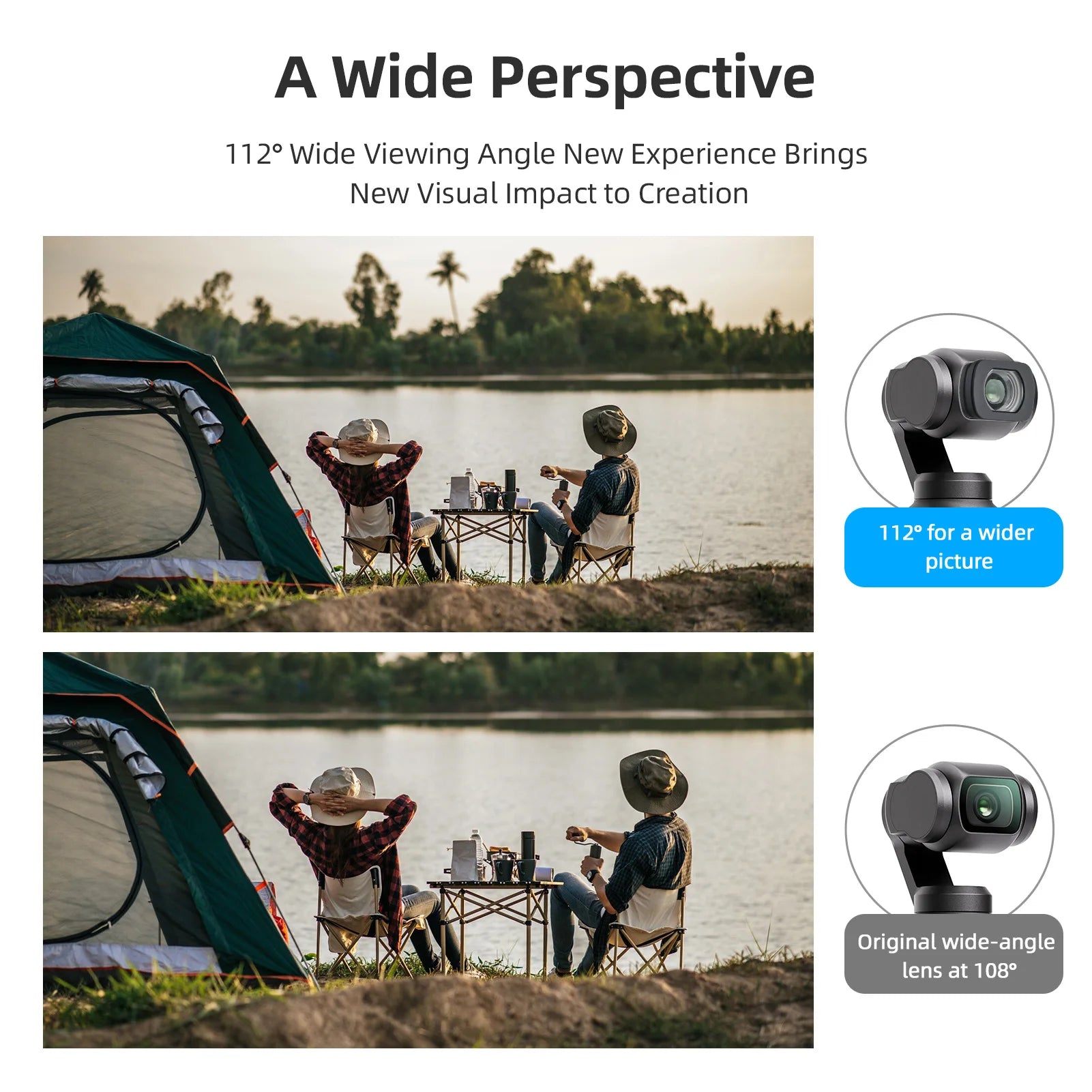 112°Wide Angle Lens Accessory 0.72X Magnification Magnetic Mounting Camera External Lens Replacement for DJI OSMO Pocket 3/4