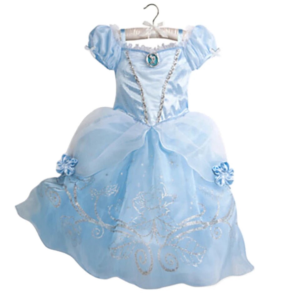 Princess Dress Collection Cinderella Snow White Aurora Rapunzel for Girls Halloween Birthday Cosplay Costume Kids 2-8Y Vestido