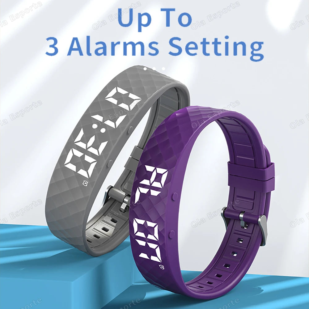 Vibrating Alarm Clock Watch Heavy Sleepers Silent Wake-Up Smart Bracelet Men Women Adjustable Wearable Vibration Wrist Band Ht30