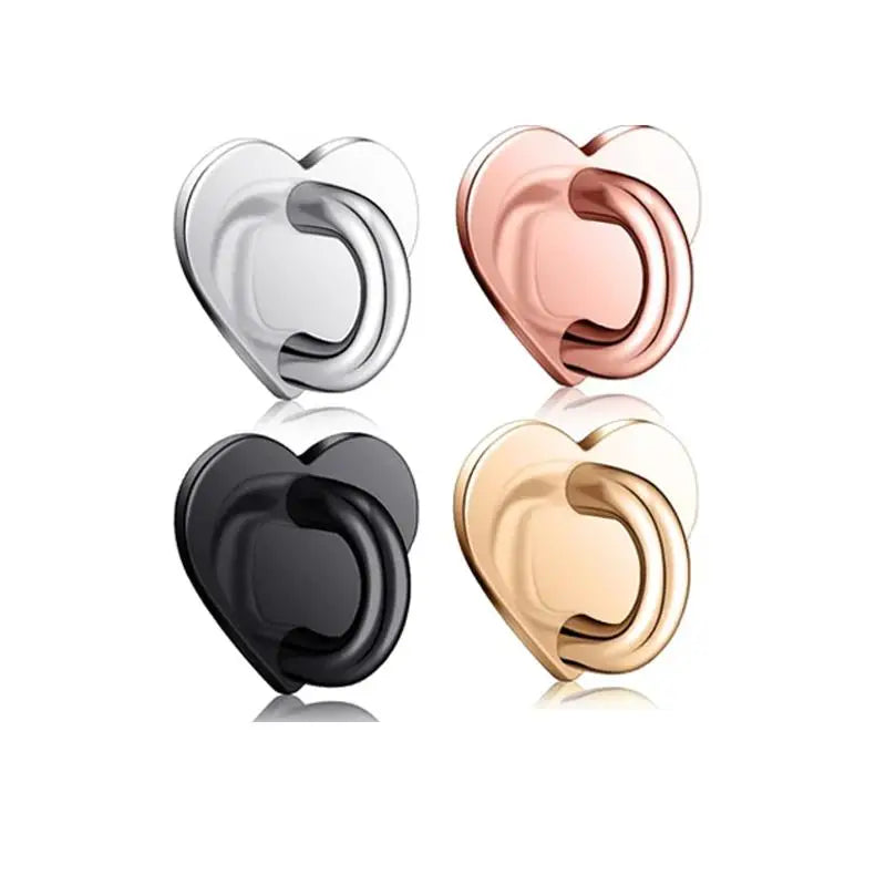 Adhesive Metal Heart Phone Charm Holder Mobile Phone Xyun Finger Ring Stand Hooks Buckle Charms Clasp DIY Accessories String