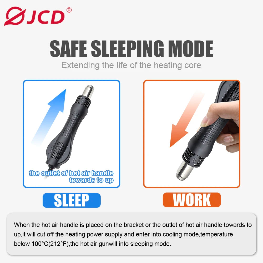 JCD 750W Soldering Station 2 IN 1 Hot Air Gun LCD Dual Digital Display Electric Soldering Iron SMD Welding Rework Station 8586D
