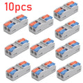 10Pcs Wire Conductor Connector Mini Lever‑Nut 2‑In‑2‑Out Fast Lighting Wire Cable Connector Terminal Block
