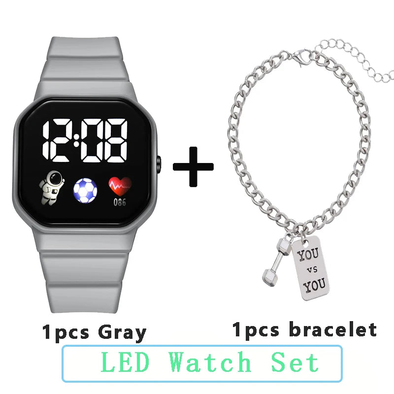 NEW Kids Watches with Bracelet Sport LED Digital Watches Silicone Strap Sport Electronic Wristwatch for Children Boys Girls Gift