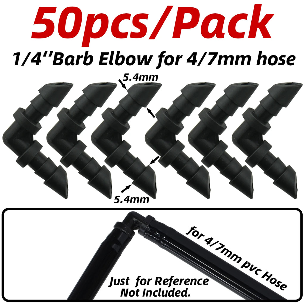 1-50pcs 4/7mm Barbed Connector Irrigation Fitting Drip Irrigation Connector 1/4'' Tubing Hose Fitting for Flower Pot Garden Lawn