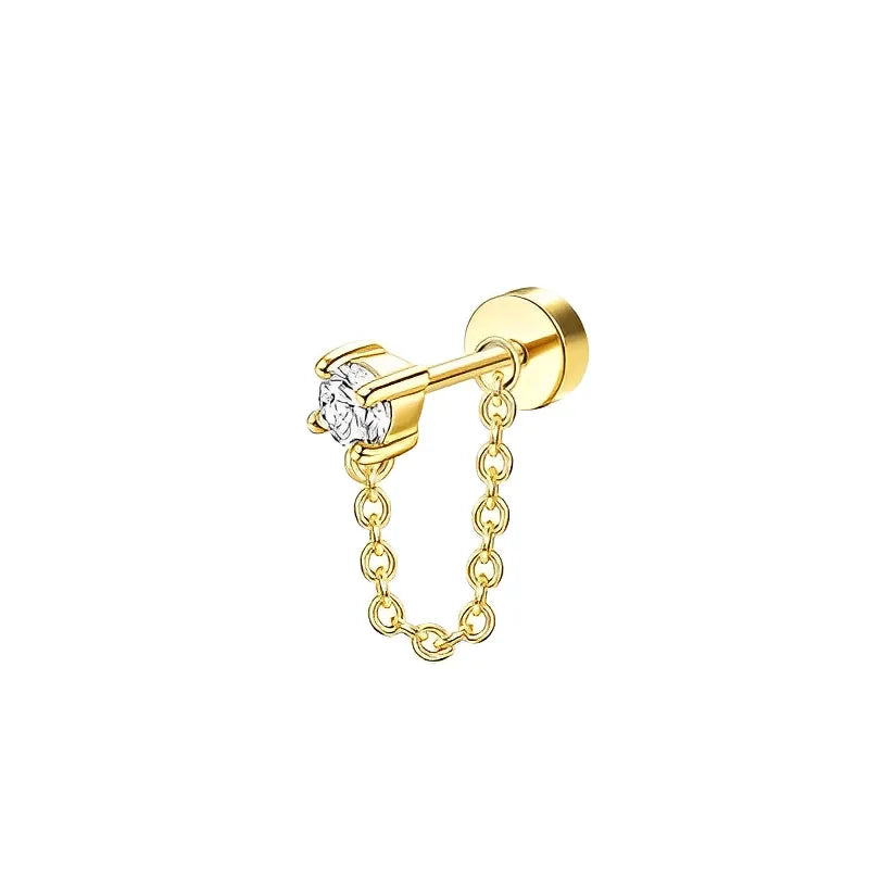Bobisty 1pc Earrings Surgical Stainless Steel Earrings for Women Dainty Flat Back Earring Stud Hoop Cartilage for Sensitive Ears