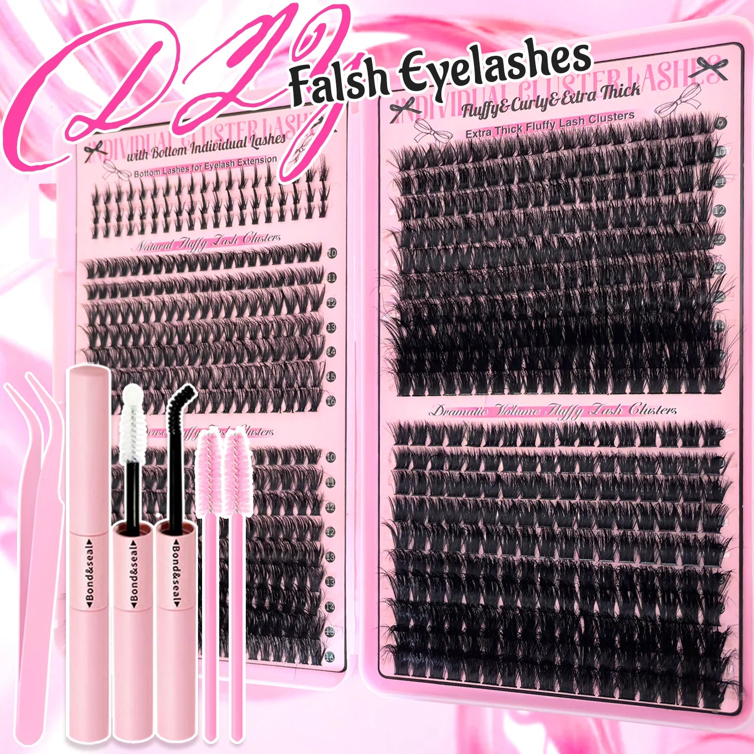 Show-Stopping Top & Bottom Lash Kit – 250/740 Cluster Shell Fluffy Volume, Mix-&-Match Lengths & Styles! Killer for Any Look