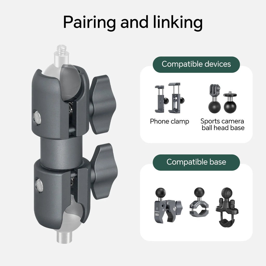 FANAUE 15cm Composite Double Socket Swivel Arm 1 inch Ball Base Aluminum Construction Compatible with RAM Mounts B Size 1' B