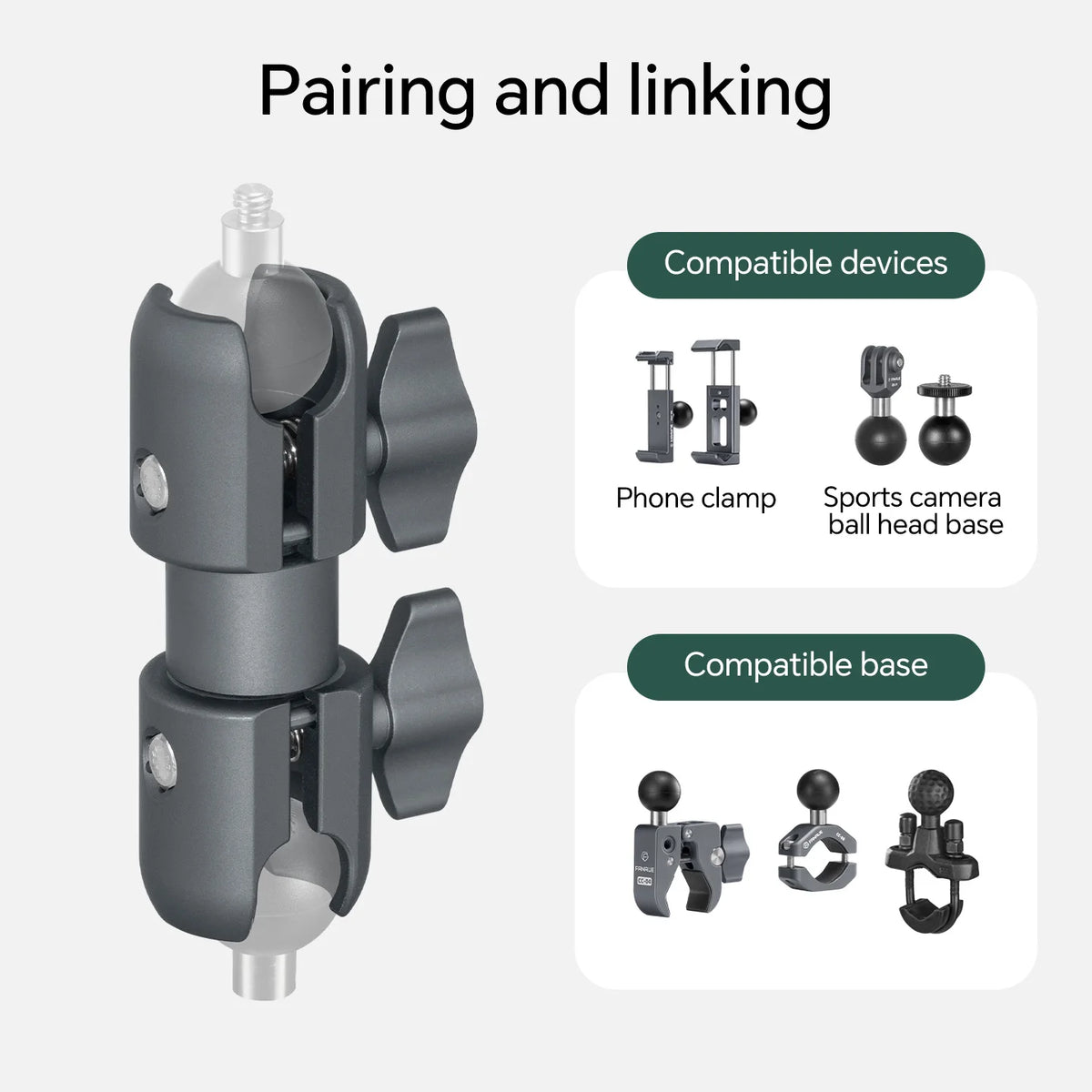 FANAUE 15cm Composite Double Socket Swivel Arm 1 inch Ball Base Aluminum Construction Compatible with RAM Mounts B Size 1' B