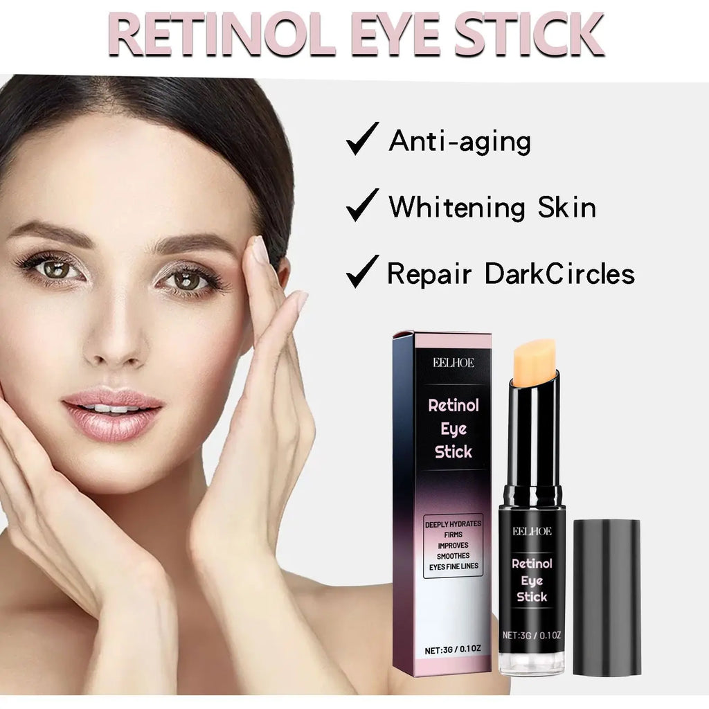 Retinol Eye Stick for Lifting Firming Dark Circles Remover Fade Fines L-ine Eye Bags Treatment Improve Puffiness Eye Balm Stick