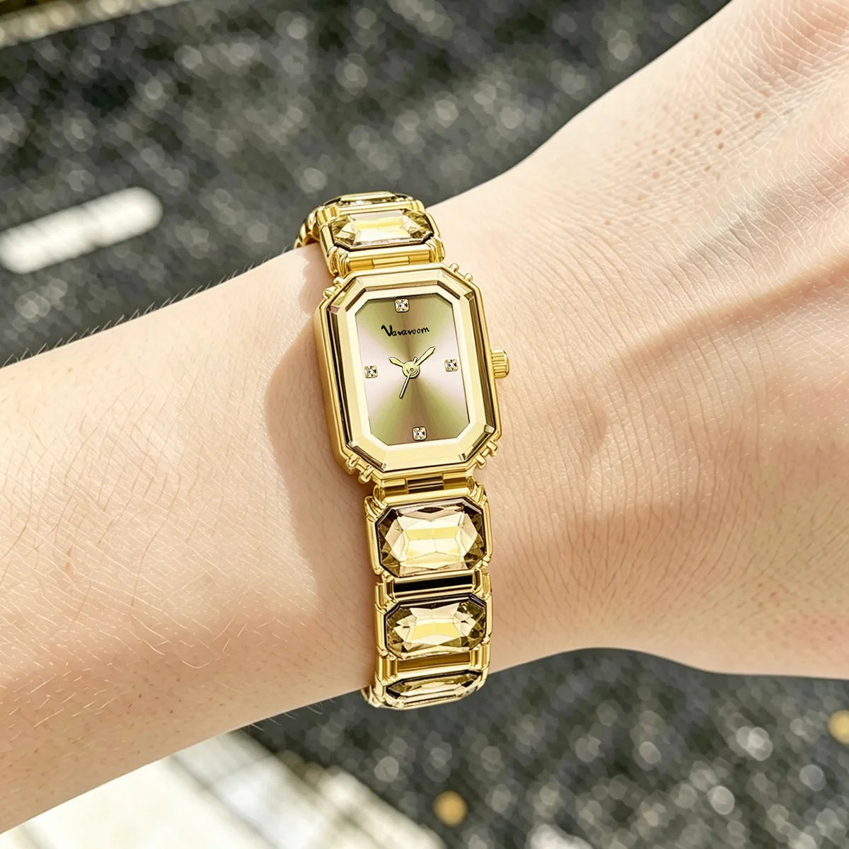 Women Square Watch Luxury Rhinestone Stainless Steel Original Quartz Movement Fashion Bracelet Clock Rose Gold Jewelry Wristatch
