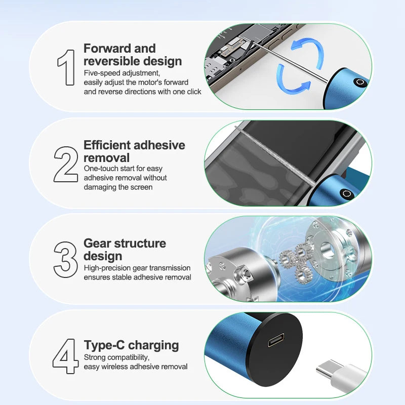 RELIFE LG2/SG2 Gear Glue Remover One-touch Start Five-speed Forward/Reverse Rotation for Efficient Adhesive Removal Repair Tools