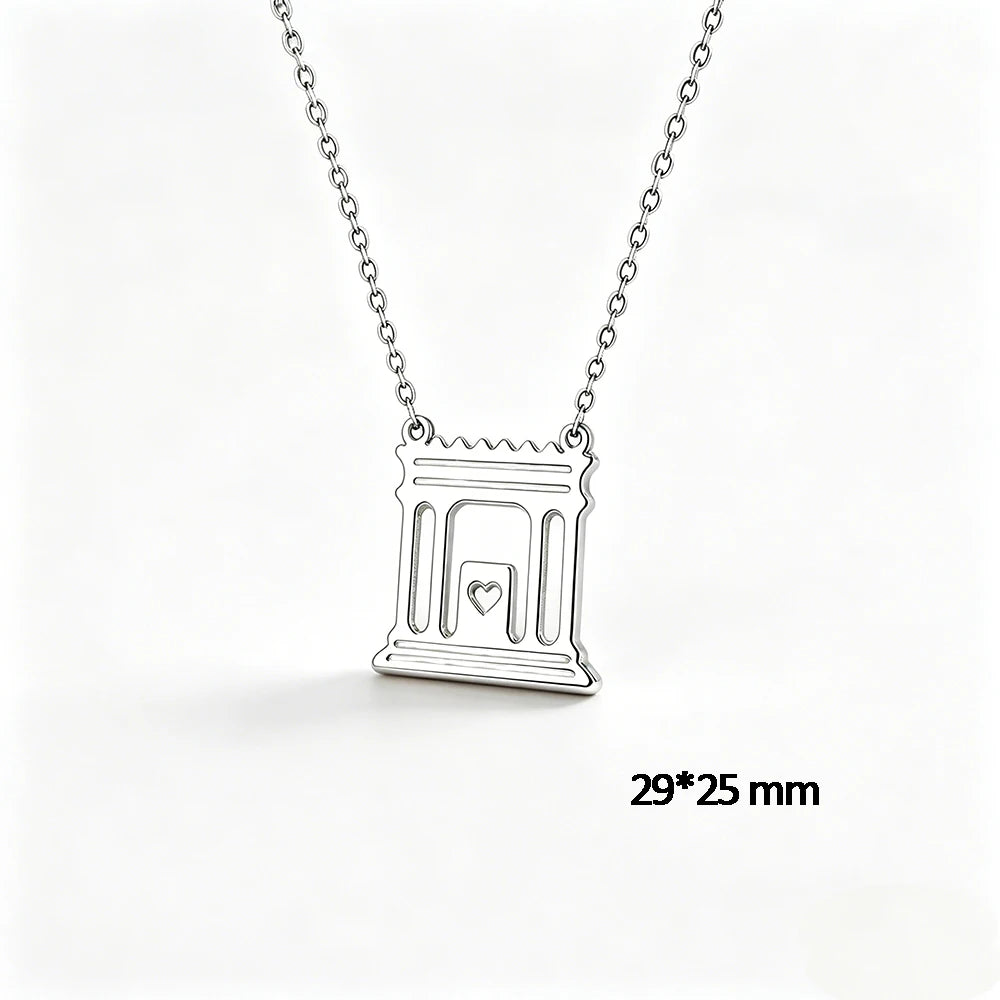 Stainless Steel Gold Color Beit HaMikdash Necklace Jerusalem Holy Temple Necklaces Women Jewish Jewelry Gift