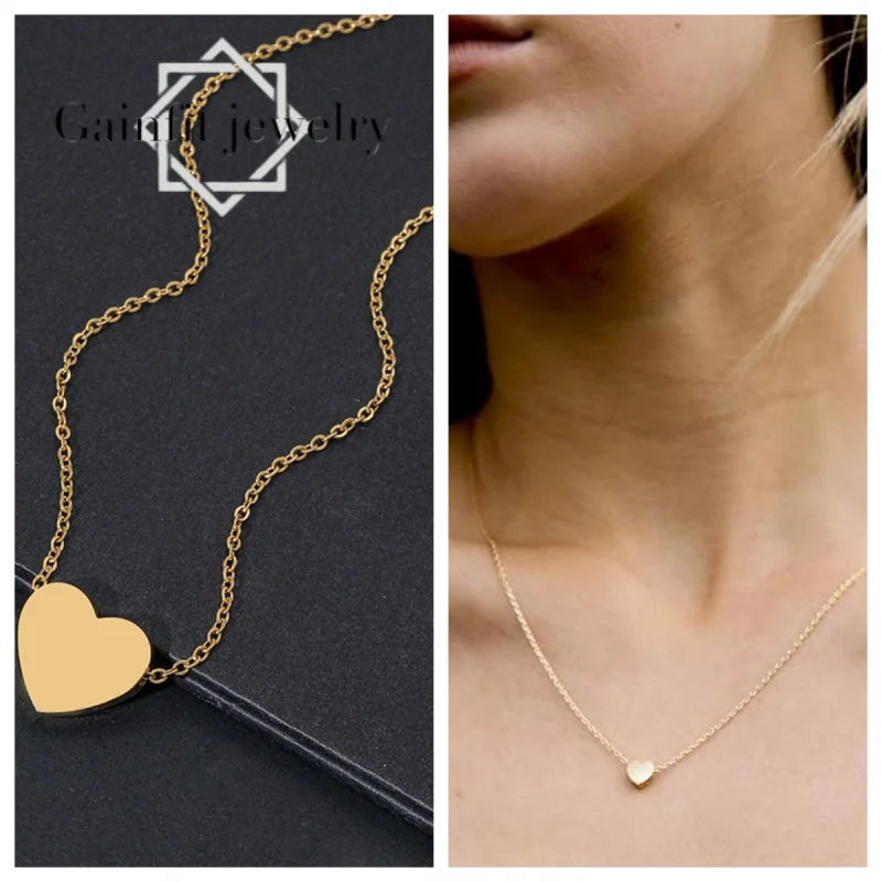Solid Heart Pendant Necklace, 18K Plated S925 Sterling Silver, Dainty Rolo Chain, Women Minimalist Jewelry, Daily Wear, Anniversary Birthday Holiday Gift, Buy Three Get One Free