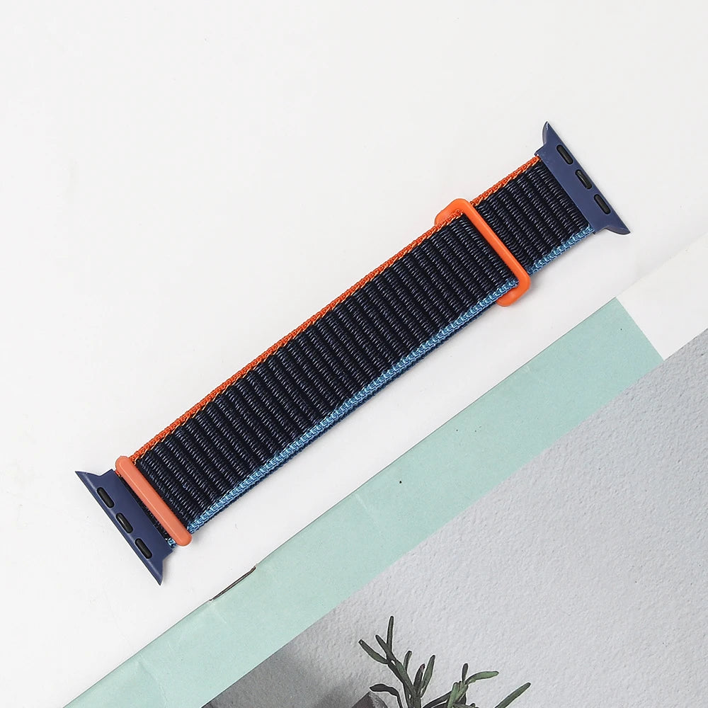 Nylon Strap For Apple Watch Band Ultra 2 49mm 45mm 41mm 44mm 42mm 38mm Adjustable Elastic Bracelet For iWatch Series 9 8 7 6 5 4
