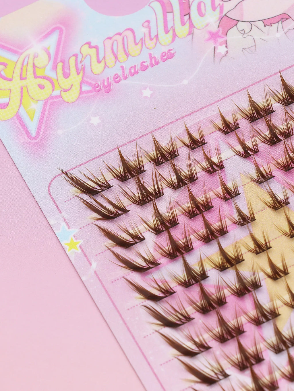 Ayr 80PCS C Curl Brown Style Eyelash Extension Winged Individual Lashes Natural Segmented Eyelash Bundles Makeup Tools