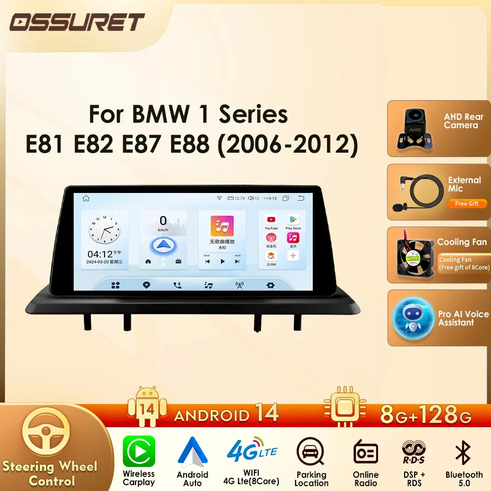 10.25" Smart Car Systems for BMW 1 Series 06-12 E81 E82 E87 E88 Without Screen with Support Wireless Carplay Android Auto RDS BT
