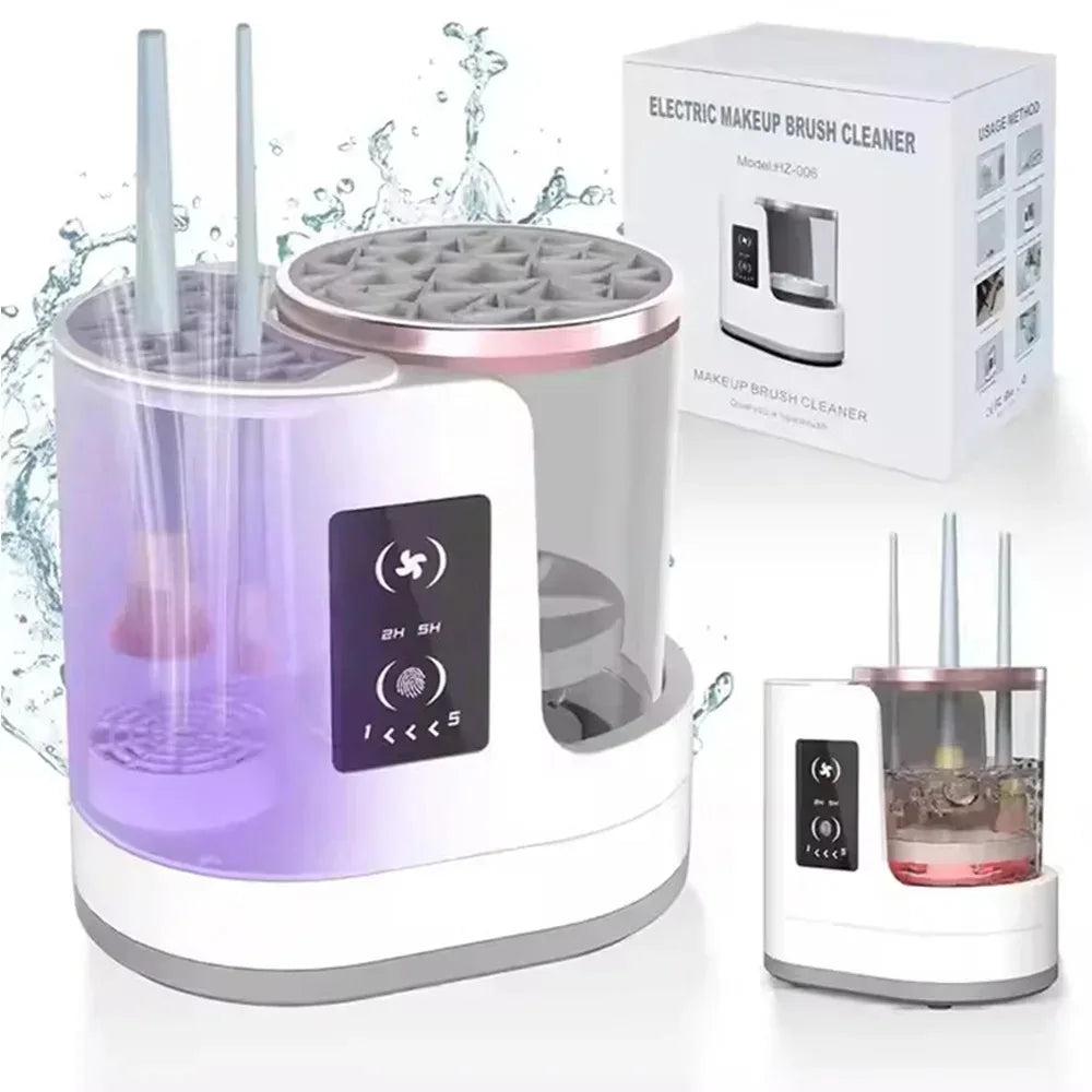 USB Electric Makeup Brush Cleaner 3-in-1 with Automatic Quick-Drying Support Device - Makeup Brush Cleaning And Drying Book Tool
