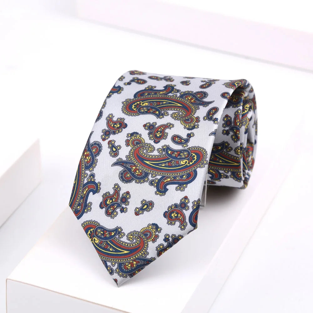 Men's Super Soft Silk Touch Ties Floral Paisley 8cm Necktie For Men Wedding Business Gravata Novelty Printing Neck Ties
