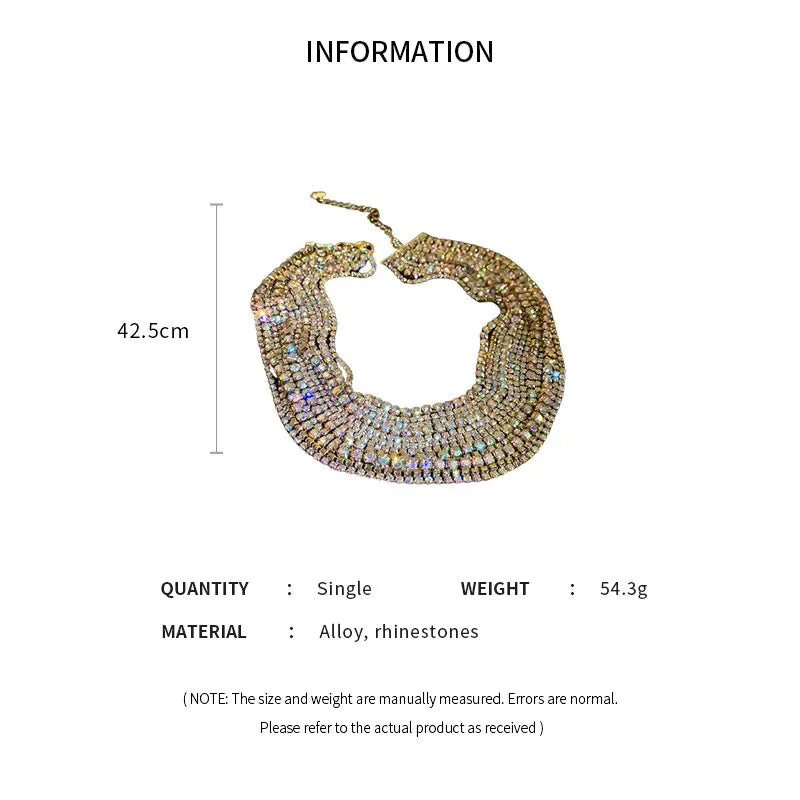 Shiny Full Rhinestone Choker Necklace For Women Trendy Luxury Multi-color Necklaces Collar New Fashion Party Jewelry On Neck K0