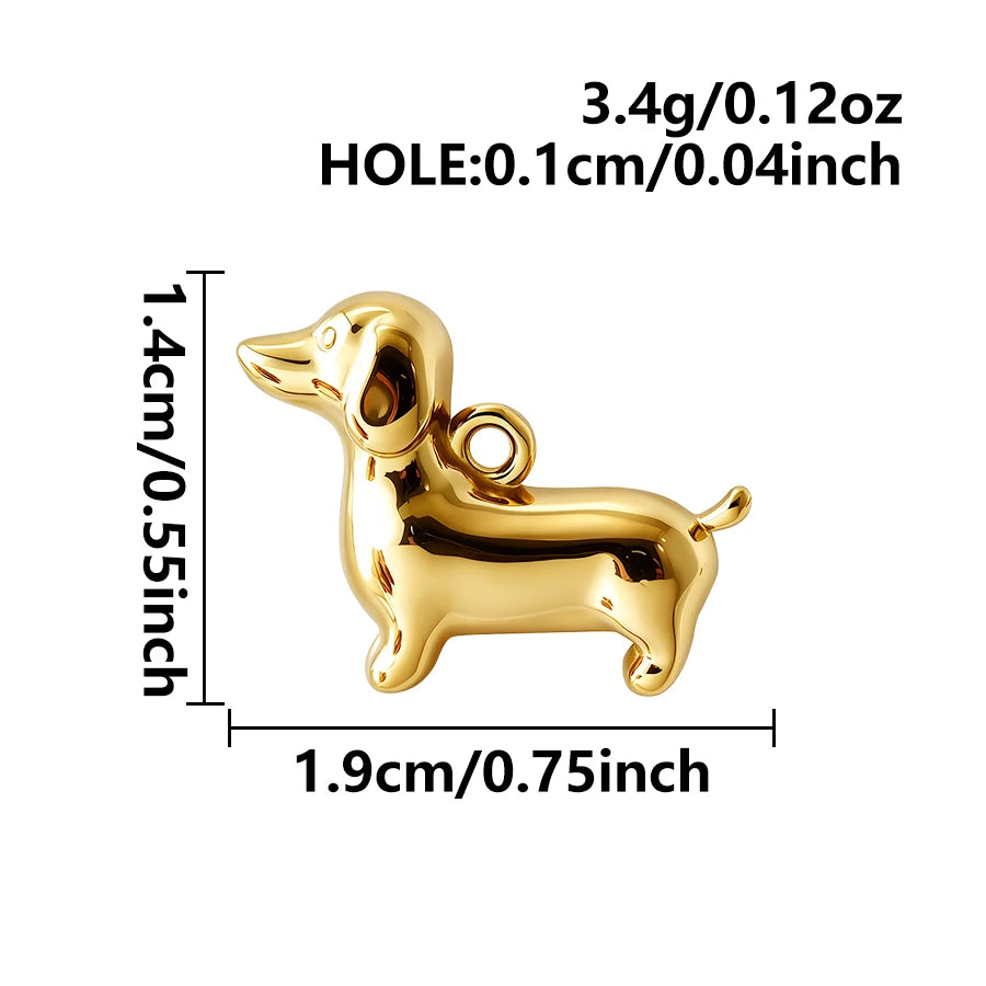 5pcs Lovely Animal Series Pendant Dog Bird Gold Plated 3D Stainless Steel Charms For DIY Jewelry Accessory in Furnace Waterproof