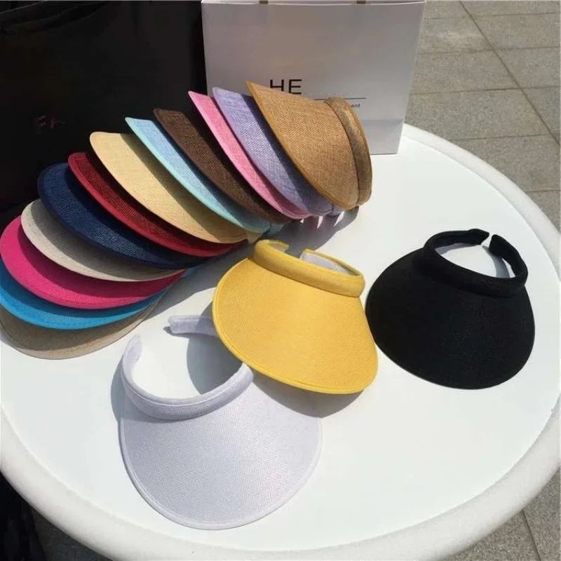 Fashion Simple Topless Hat Lady Outdoor Sunscreen UV Big Brim Sun Sports Visor Hat Running Caps Tennis Parent-child Beach Hat