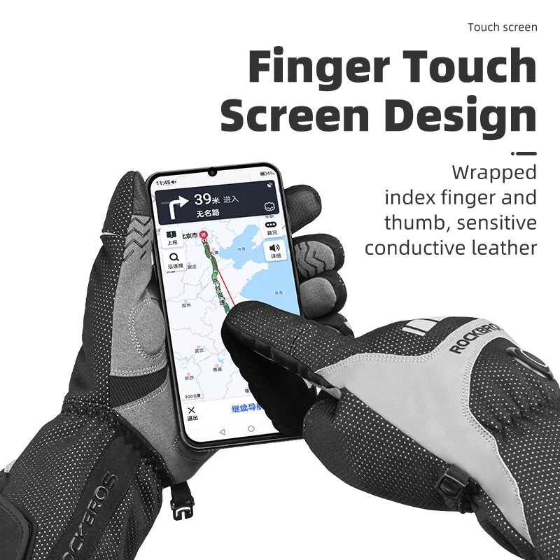 ROCKBROS Heated Skiing Gloves Men Women Winter Motocycle Screen Touch Waterproof Rechargeable 4000mAh Battery Heated Gloves