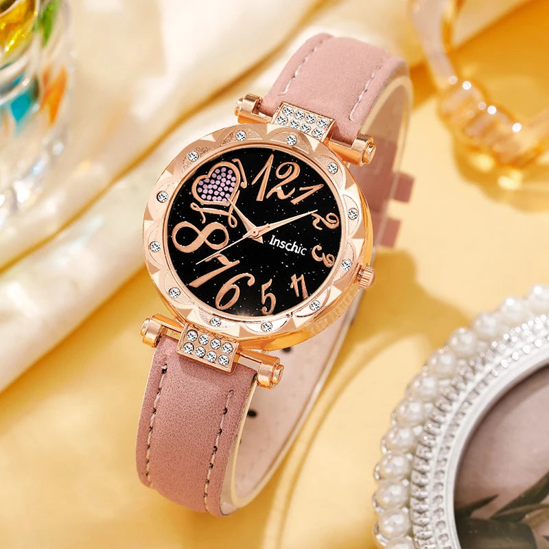 6Pc Compact And Exquisite Quartz Watch For Valentine's Day, Ramadan, Birthdays, The Ideal Gift For Friends And Family