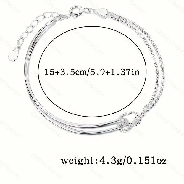 925 Sterling Silver Double Layer Bracelet for Womem Girls Irregular Knot Bangles New Simple Design Fashion Party Jewelry Gifts