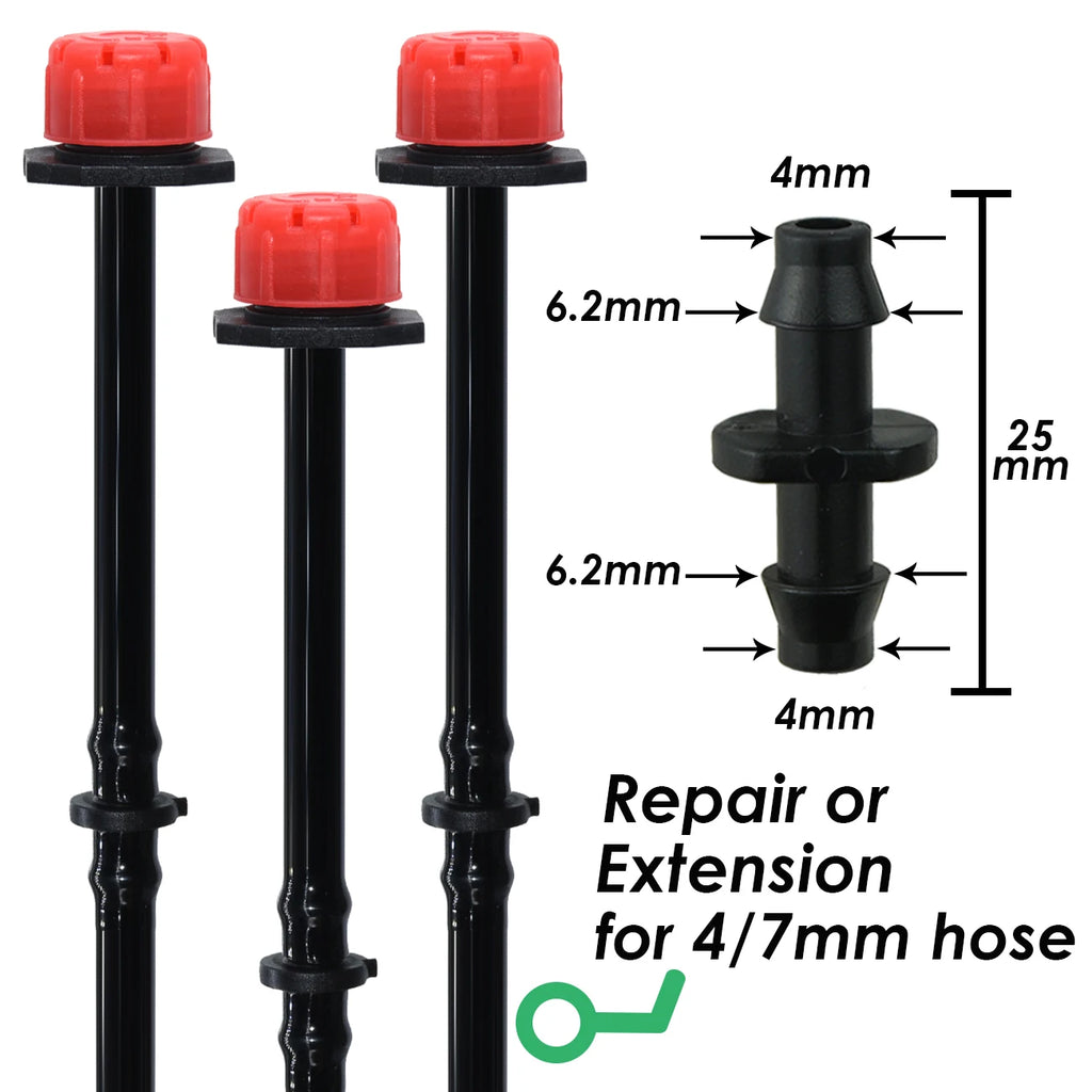 1-50pcs 4/7mm Barbed Connector Irrigation Fitting Drip Irrigation Connector 1/4'' Tubing Hose Fitting for Flower Pot Garden Lawn
