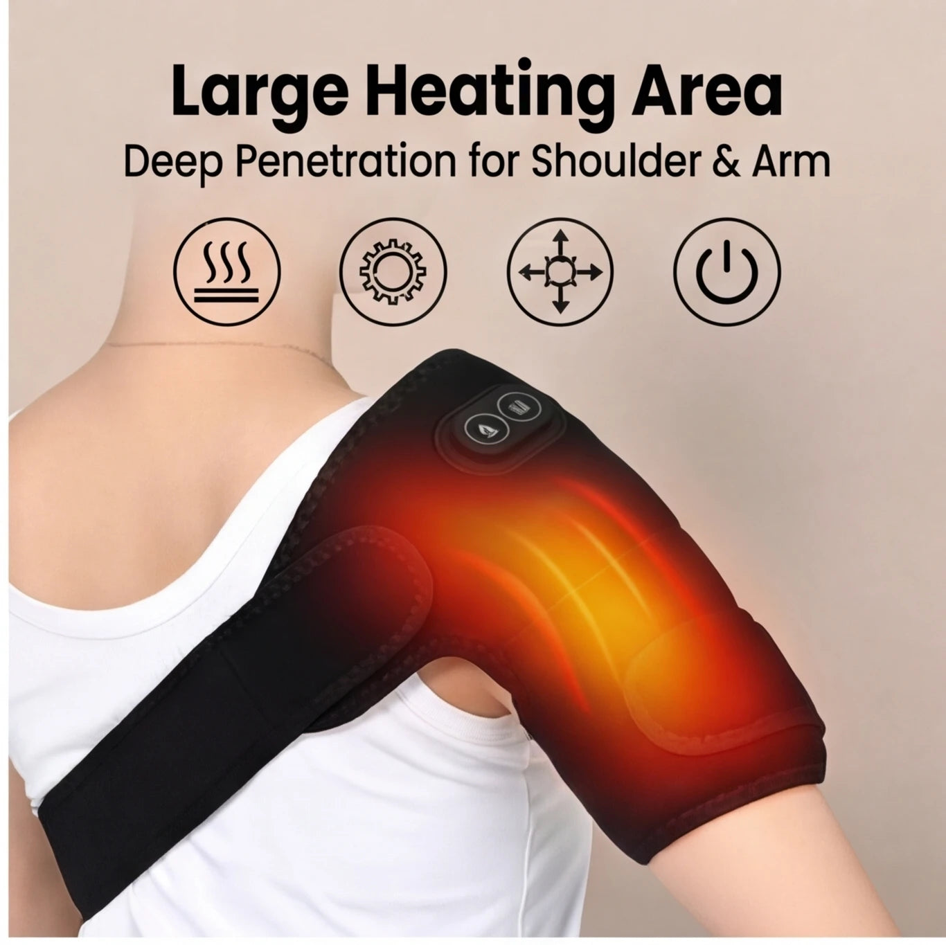 Smart Heated Massage Brace for Shoulder - Support with Graphene Heating & Pulse Vibration for Joint & Muscle Massage
