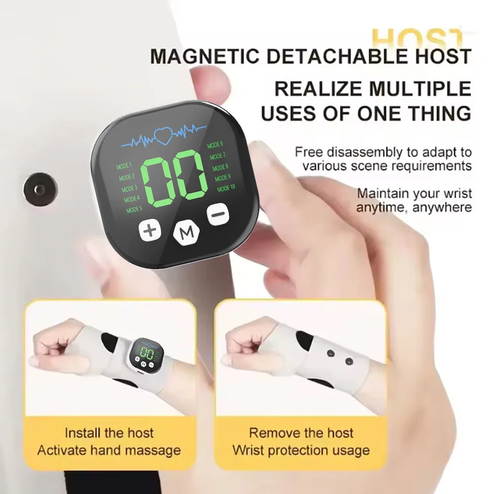 Electric Wrist Massager 5 Levels Compress 3 Levels Vibration Massage Wrist Guard Band Carpal Tunnel