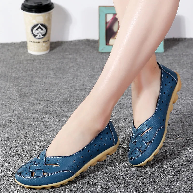 Women Flat Shoes 2023 New Breathable Leather Shoes For Women Loafers Soft Leather Flats Shoes Female Casual Zapatos Para Mujeres