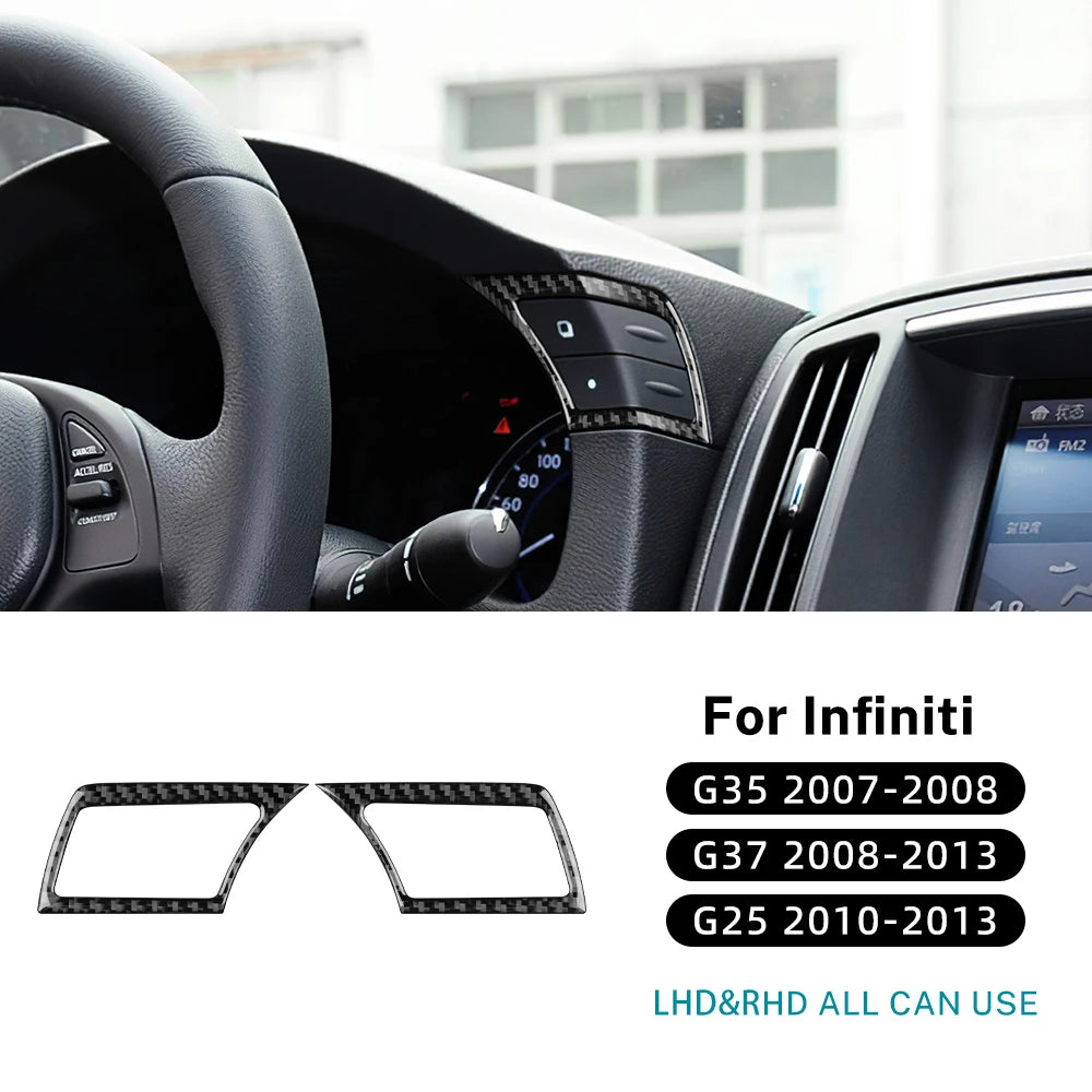 For Infiniti G25 2010-2013 G35 2007 2008 G37 2008-2011 2012 2013 Real Soft Carbon Fiber Car Cruise Control Button Trim Sticker