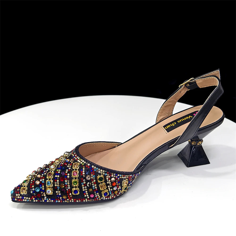 Venus Chan2025 Elegant Multicolor Color Women's  Heels and Rhinestone Handbag Set - Italian Design for Weddings and Parties