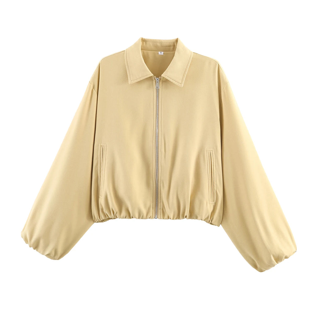 SLTNX Women's Bomber Jacket Zip Puffed Varsity Jackets for Women Cropped Demi-season Jacket for Women Coats New Outerwears