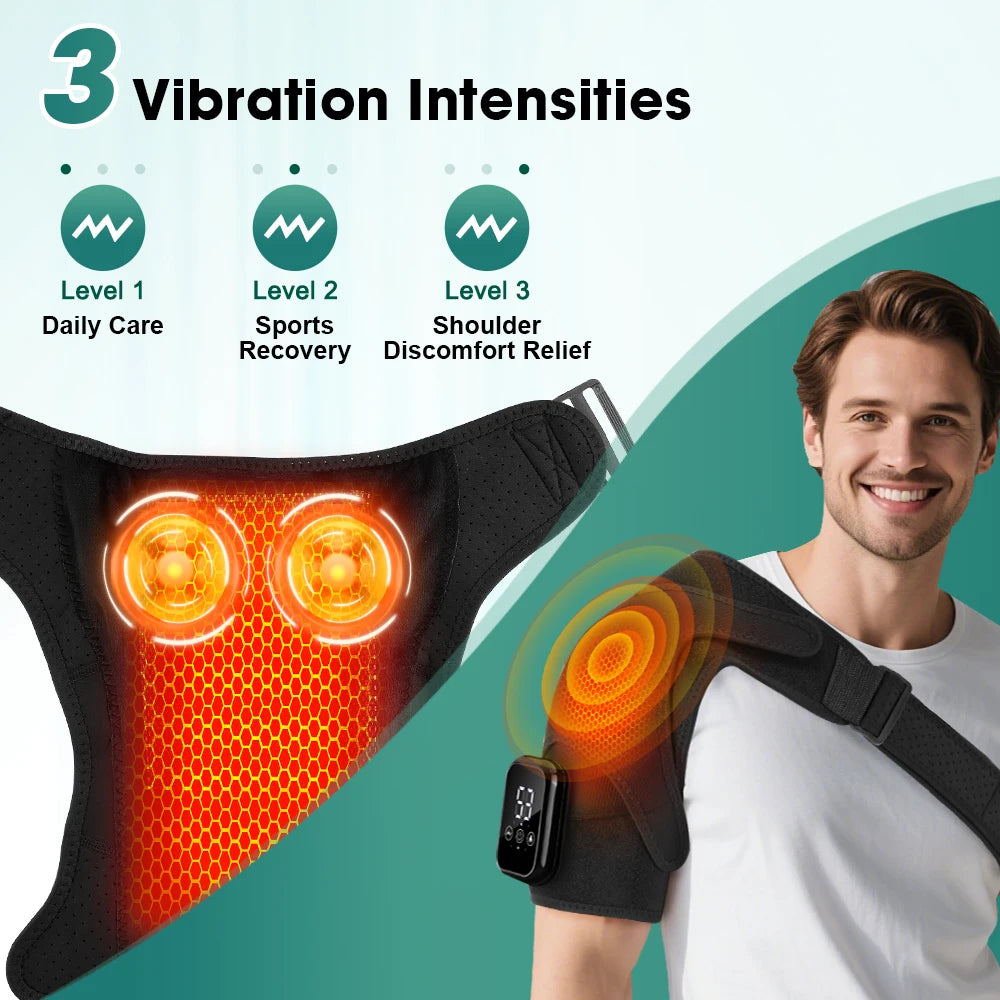 Electric Vibration Shoulder Massager With Heating 3 Levels Heated Shoulder Wrap Support Brace For Joint Care Muscle Relax