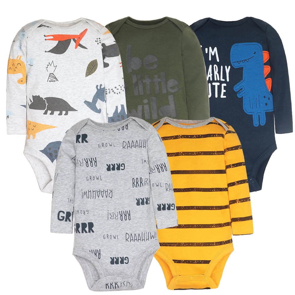 Spring Autumn Baby Bodysuits 3/4/5PCS Long Sleeve Baby Boy Girl Clothes 100% Cotton Newborn Body Infant 0-24Month Bebe Jumpsuit
