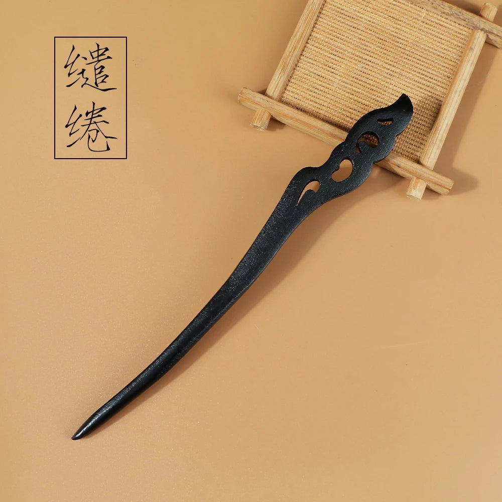 Chinese Royal Wooden Hair Clips Hair Stick Women Simple Carved Wood Hairpins Girl Exquisite Hair Style Accessories Headwear Gift