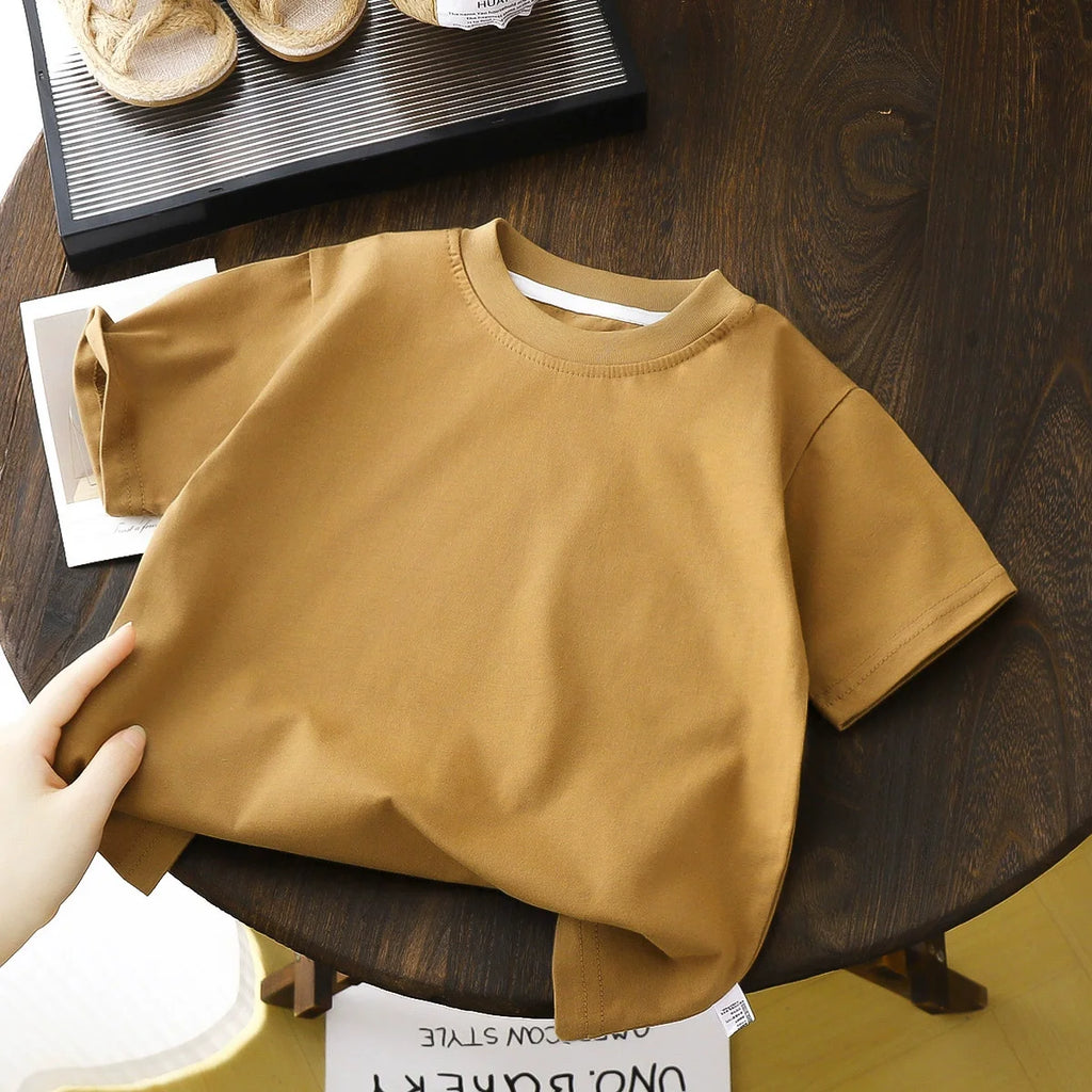 Children's Cotton Short Sleeve White Red Black T-shirt Girls' Summer Baby Clothes Kids Boys' Tops