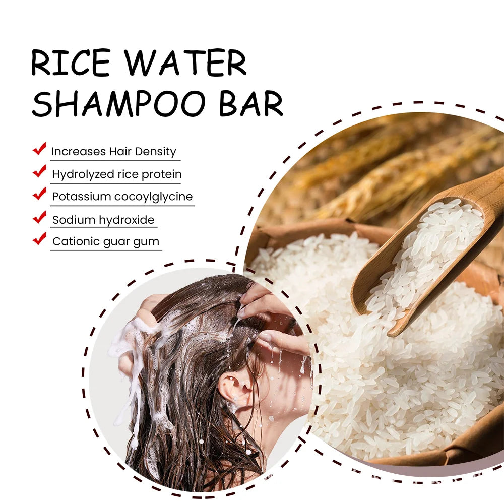 Organic Rice Shampoo Soap Bar Oil Free Conditioning Soap Rice Water Protein Nourishing Anti-loss Hair Hair Growth Soap Bar