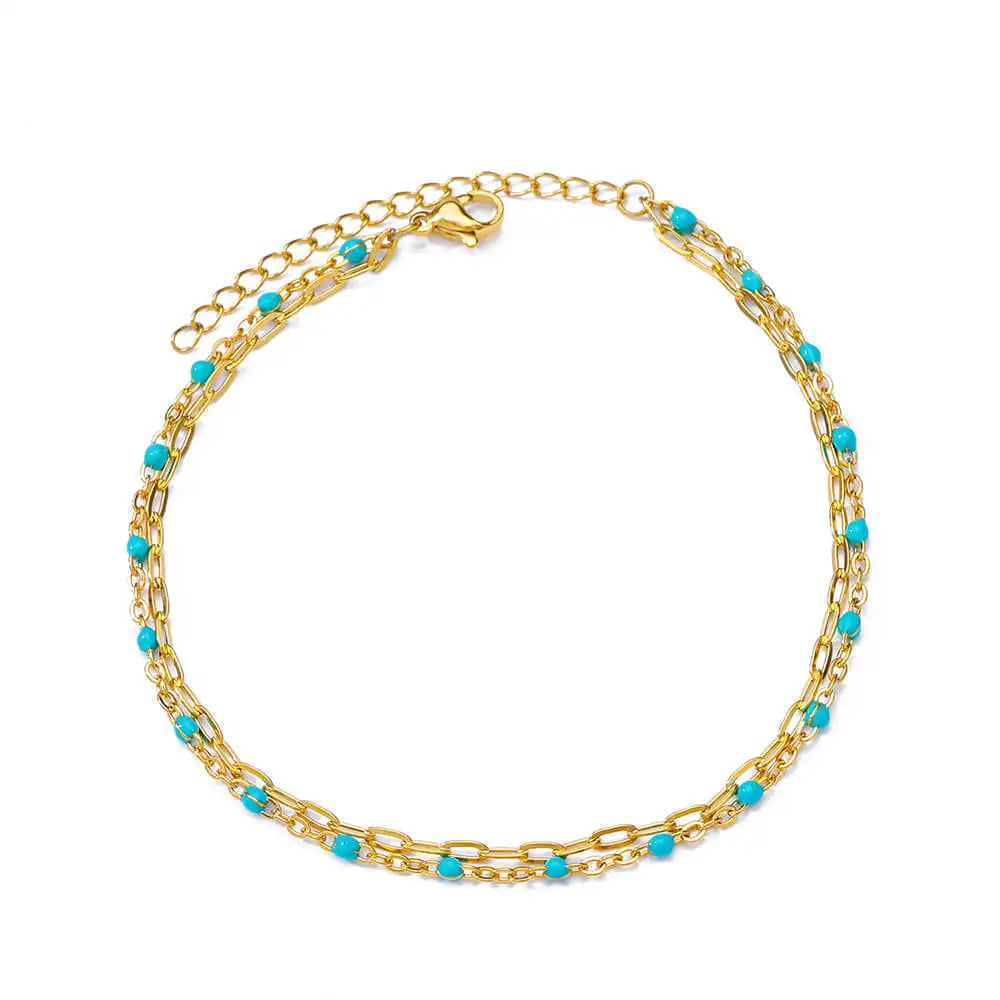 Colorful Boho Drops Anklets For Women Gold Color Stainless Steel Geometric Anklet Luxury Wedding Aesthetic Summer Jewelry Gift