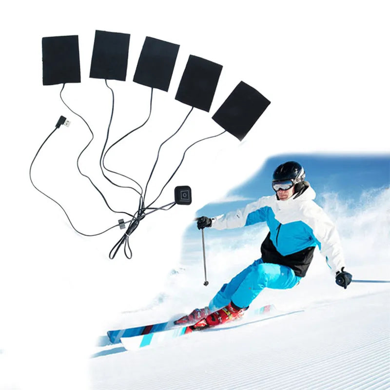 USB Charging Clothing Heating Pad 45℃-65℃ Vest Heater Winter Warm Camping Hiking Ski Cycling Pants Carbon Fiber Heated Pads