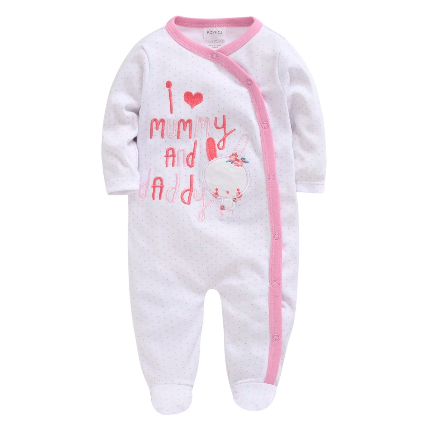 KAVKAS Baby Clothing Girls Pink Romper Cartoon Kids Pajamas Long Sleeve Jumpsuit Bebe Playsuit Girls Clothes  0`12 Monthes