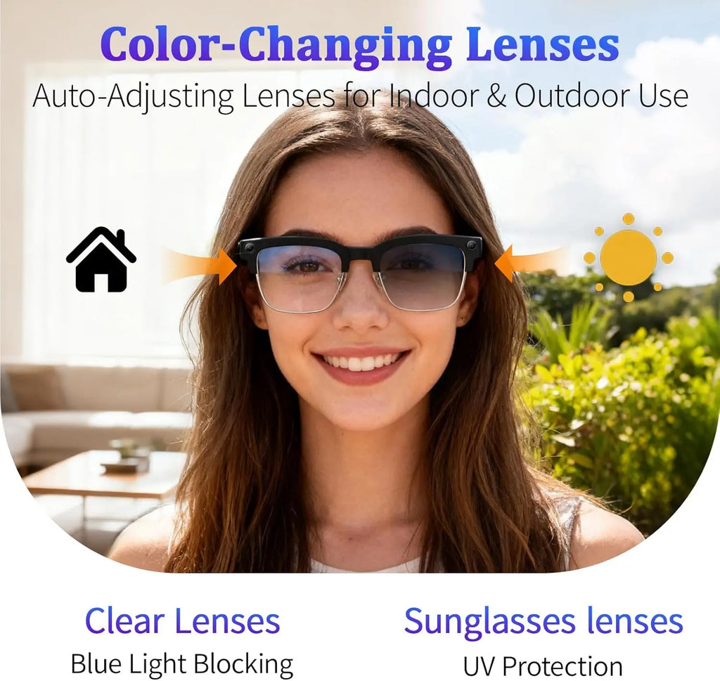 New Upgrade 800W Pixel Smart Glasses With Camera Video Recording AI Photo Recognition Call Language Translation Voice Sunglasses
