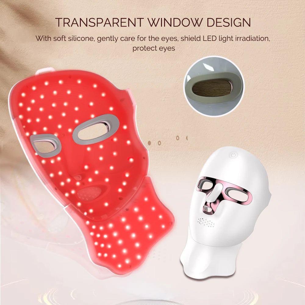 7 Color LED Facial Mask Face and Neck Photon Skin Rejuvenation Whitening Tighten Rechargeable Neck Face Care Beauty Treatment