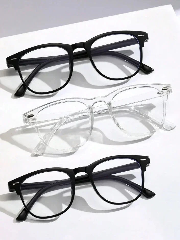 Unisex Square Plastic Frame Trendy Anti-Blue Light Clear Glasses For Back To School Clothing Accessories.