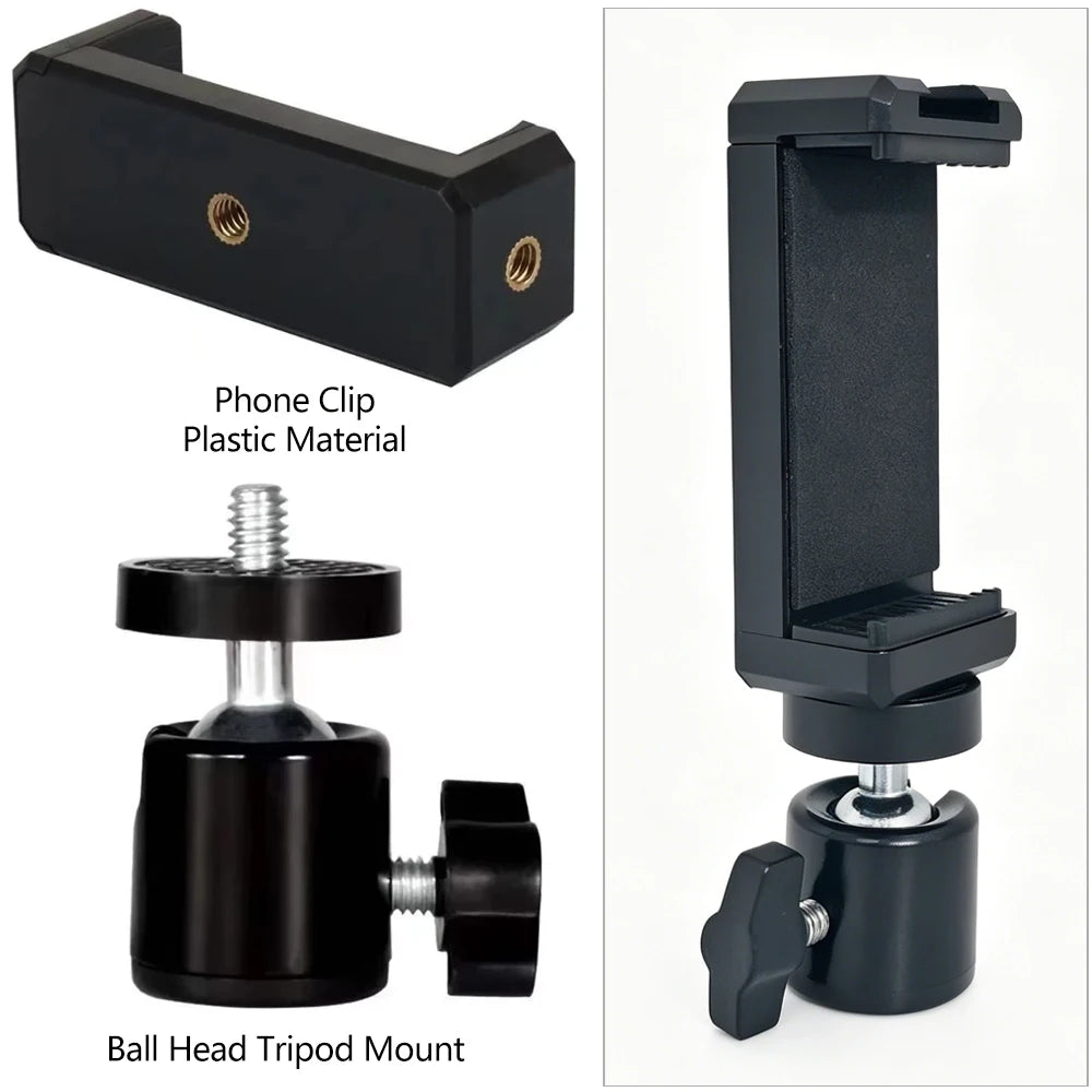 Universal 1/4" Screw Ball Head Adapter for Tripod, Light Stand, Projector & Camera, 360° Rotating Aluminum Alloy Bracket