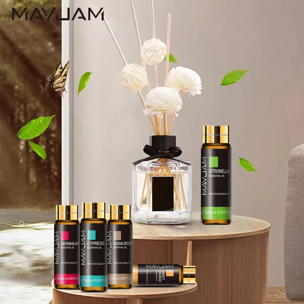 MAYJAM Vanilla Lavender Jasmine Eucalyptus Sweet Orange Patchouli Lemongrass Cinnamon Rosemary Rose Citronella Essential Oil